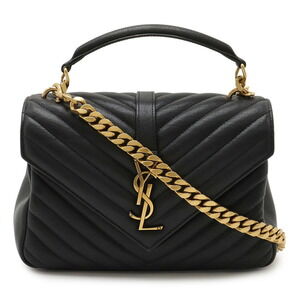 SAINT LAURENT PARIS YSL College Handbag Chain Shoulder Bag Black